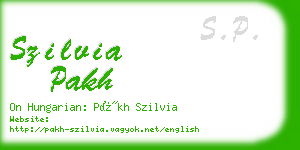 szilvia pakh business card